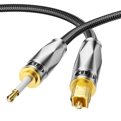 EMK Toslink zu Mini Toslink Optisches Audiokabel, 24K Vergoldetes Digitales S/PDIF Glasfaserkabel für Heimkino,Soundbar,Fernseher,Verstärker,Hi-Fi-Systeme (0.5 Meter) von EMK