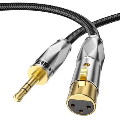 EMK Unsymmetrisches 3,5 mm auf XLR Kabel,XLR-Stecker auf XLR-Buchse,1/8 Zoll auf XLR Kabel für Smartphones,MP3-Player,Tablets,Laptops,Mikrofone,Mischpulte,Verstärker,Lautsprecher (1 Meter) von EMK