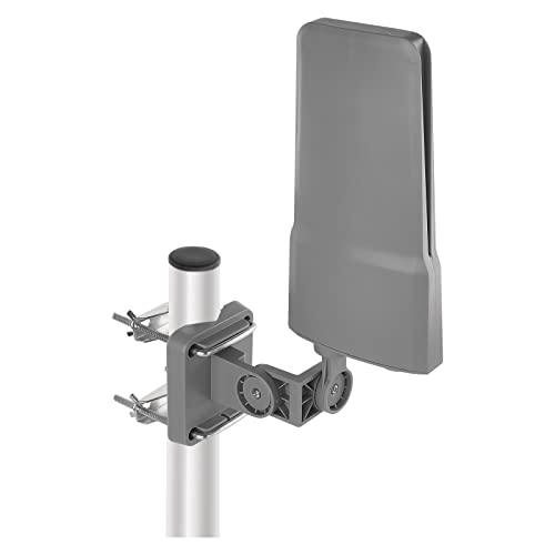 EMOS Außenantenne mit Verstärker für Fernempfang, VHF/UHF/DAB Outdoor TV Antenne für DVB-T/DVB-T2 Fernsehen, 0-80 km Reichweite, integrierter LTE-Sperrfilter, 4G-, 5G-Filter von EMOS