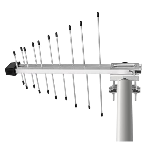 EMOS DVB-T2 Außenantenne mit Verstärker, aktive Aussen-Antenne für max. Signalstärke, integrierter LTE und 5G-Filter, für Fernempfang 0-100 km, Anschluss an DVB-T, DVBT-2 Receiver und Fernseher von EMOS