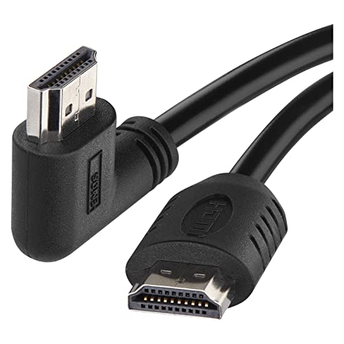 EMOS High Speed HDMI 2.0 Kabel mit Ethernet 3 m, 18 Gbit/s Hochgeschwindigkeitskabel mit Ultra HD, 4K, 3D, ARC Unterstützung, 90° Winkelstecker auf A-Stecker schwarz von EMOS