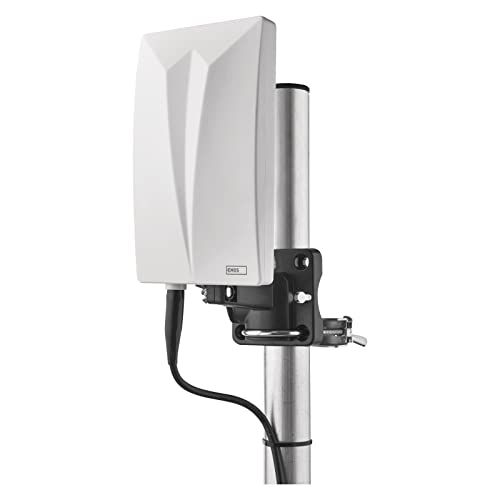 EMOS Innen- und Außenantenne Village, universale aktive Antenne für Fernempfang (0-80 km) von DVB-T2, DAB, FM, Full HD, mit integriertem LTE-Sperrfilter, 4G-, 5G-Filter und Verstärker von EMOS