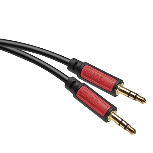 EMOS Klinkenkabel Stereo 3,5 mm Jack, Klinke auf Klinke (2x Stecker), 1,5 m AUX-Kabel/Audiokabel für iPhone, Smartphone, iPad, Tablet, MP3-Player, Stereoanlege, Kopfhörer, schwarz von EMOS