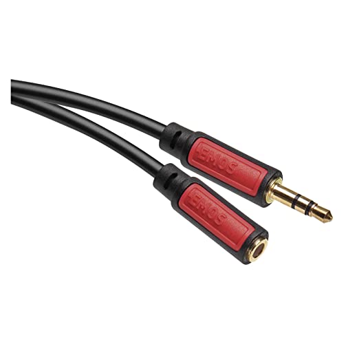 EMOS Klinkenkabel Stereo 3,5 mm Jack, Klinke und Buchse (M-Stecker/F-Stecker), 2,5 m AUX-Kabel/Audiokabel für iPhone, Smartphone, iPad, Tablet, MP3-Player, Stereoanlege, Kopfhörer, schwarz von EMOS