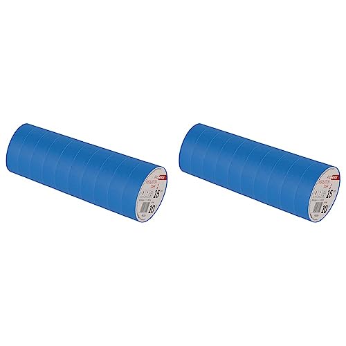 EMOS PVC-Isolierband Blau 20er Pack, 15mm x 10m, 0,13mm Bandstärke, selbstklebend, hohe Spannungsfestigkeit und Anwendungstemperaturbereich, UV-beständig, wasserdichte Verbindung, ohne Textilgewebe von EMOS