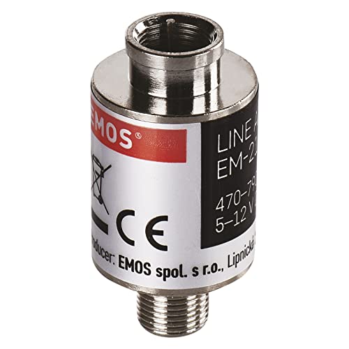 EMOS Satelliten-Leitungsverstärker Inline 30 dB (Frequenzbereich 470–790 MHz) für DVB-T2, Kabelfernsehen oder Antennen von EMOS