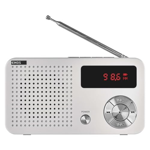 EMOS Tragbares Digitales FM-Radio und MP3-Player mit Akku, USB-Port, Micro-SD Karte-Slot und Kopfhörer-Anschluss/ausziehbare Antenne, FM 88–108 MHz von EMOS