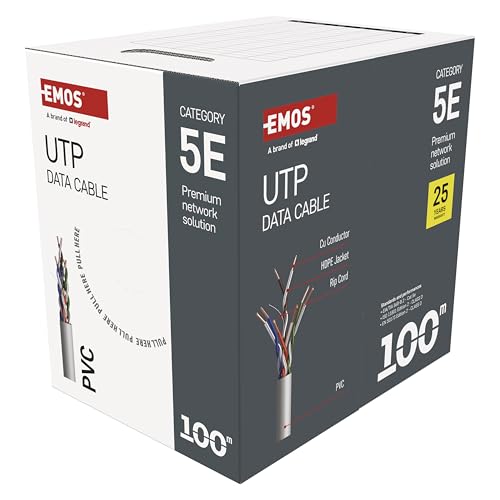 EMOS - UTP Netzwerkkabel CAT 5e, 100m, PVC - CAT5e-Patchkabel UTP - Gigabit LAN Kabel - ungeschirmtes Ethernet Kabel - für Innenbereich EMOS - UTP Netzwerkkabel CAT 5e, 100m, PVC - CAT5e-Patchkabel UTP - Gigabit LAN Kabel - ungeschirmtes Ethernet Kabel - für Innenbereich von EMOS