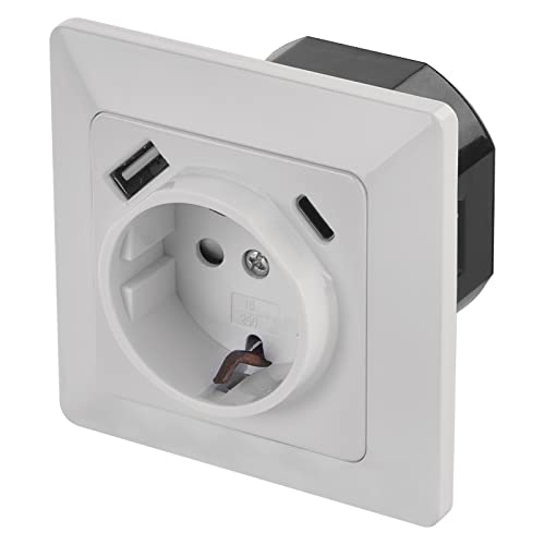 EMOS Unterputz-Steckdose mit USB-A und USB-C Port in Schuko, Schutzkontaktsteckdose mit 2 USB-Ports 5V/3A für Handy oder Smartphone Laden, USB-PD Fast Charge, weiß von EMOS