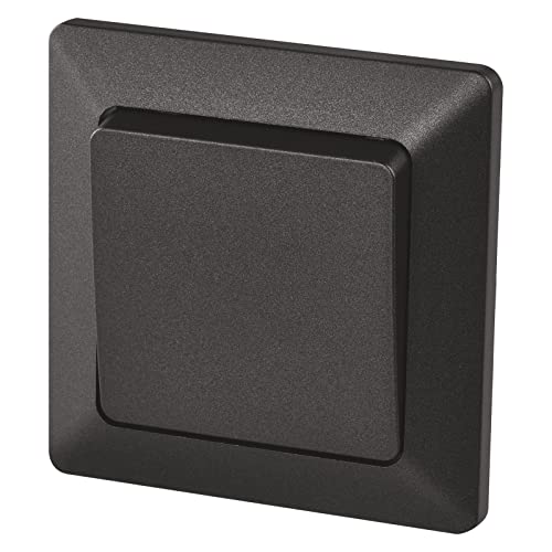 EMOS Wechselschalter schwarz/anthrazit, Lichtschalter mit einer Wippe, 250 V~/10 AX, Kunststoff, ohne Unterputzdose, Schutzklasse IP20 für Innen von EMOS