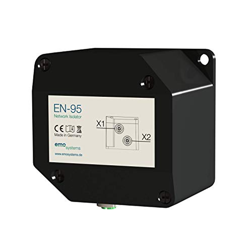 EN-95 Netzwerkisolator, Standalone, M12X, galvanische Trennung, 1000 Mbit/s, Class D, IP65, TVS-Dioden, Überspannungsschutz, Schwarz, Kunststoffgehäuse von EMOSAFE