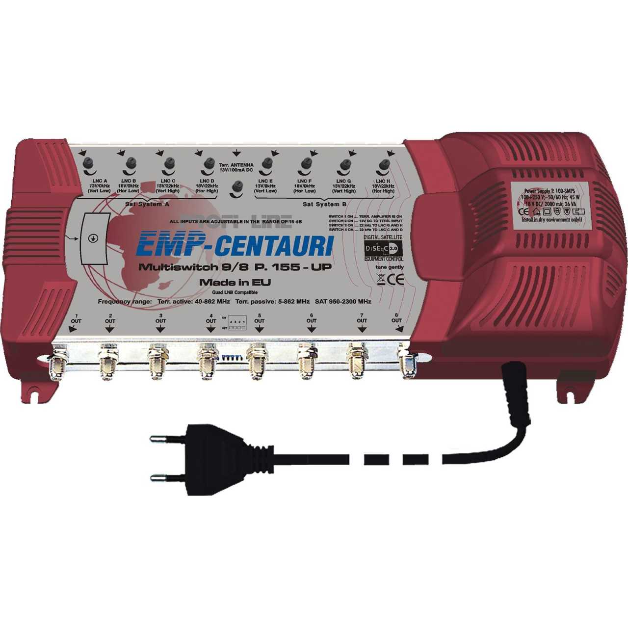 EMP Centauri Profi-Line Multischalter MS 9/8 PIU-5 für 2 Satelliten und 8 Teilnehmer EMP Centauri Profi-Line Multischalter MS 9/8 PIU-5 für 2 Satelliten und 8 Teilnehmer von EMP Centauri