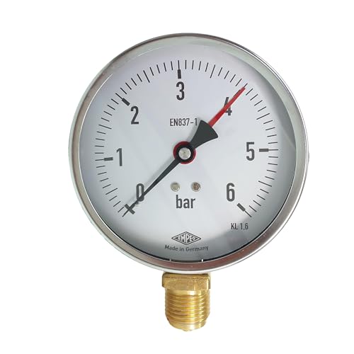 EMPEO by Messbo Manometer, NG 80 0-60 bar, 80mm Durchmesser, G1/2 Zoll Anschluss unten, Rohrfedermanometer, Gehäuse aus Stahl EMPEO by Messbo Manometer, NG 80 0-60 bar, 80mm Durchmesser, G1/2 Zoll Anschluss unten, Rohrfedermanometer, Gehäuse aus Stahl von EMPEO