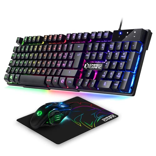 EMPIRE GAMING - 3-in-1-Pack MK800 – Tastiera Gaming QWERTY Italiana RGB 105 Tasti 19 Tasti Anti-Ghosting – Gaming-Maus RGB Ergonomico 2400 DPI – Tappetino per Mouse – PC PS4 PS5 Xbox One/Series Mac von EMPIRE GAMING