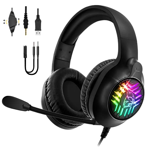 EMPIRE GAMING – Dark Rainbow G-D20B RGB-Gaming-Headset - PS4/PS5/Xbox One/Xbox Series/PC/MAC – High-Definition-Stereo-Sound - Fernbedienung - Flexibles omnidirektionales Mikrofon - Schwarz von EMPIRE GAMING