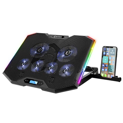 EMPIRE GAMING - Guardian S-C100 Laptop-Kühler RGB Gamer – 6 Ventilatoren - LCD-Controller - 5 Höheneinstellungen – Kompatibel für 12 bis 17 Zoll – Abnehmbarer Smartphone-Halter, Luft von EMPIRE GAMING