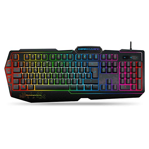 EMPIRE GAMING - K900 Gaming Keyboard QWERTY- 105 Semi-Mechanical Keys -9-Mode LED RGB backlighting, Including 1 Customisable Mode - 19 Anti-ghosting Keys Gamer Keyboard von EMPIRE GAMING