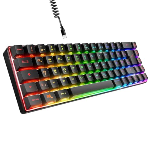 EMPIRE GAMING - Neu 2024 - K208 Kompakte TKL-Kabelgebundene Tastatur (DE-QWERTZ) 69 Tasten RGB - Abnehmbares USB Type C Kabel Plug & Play - PC/PS4/PS5/Xbox - 23 Anti-Ghosting-Tasten (Schwarz) von EMPIRE GAMING