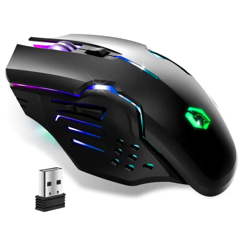 EMPIRE GAMING - RF903 Gaming-Maus, Kabellos 2,4GHz Wireless Wiederaufladbar – LED-Hintergrundbeleuchtung RGB – Ergonomisch – 4800 DPI 500 Hz – PS4,PS5,XboxOne/Series,PC und Mac – Schwarz von EMPIRE GAMING
