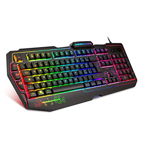 EMPIRE GAMING - Teclado Gaming K900 QWERTY 105 Teclas Semi-mecánicas- Retroiluminación LED RGB, 9 Modos: 8 predefinidos y 1 Personalizable - 19 Teclas Anti-ghosting - Teclados Gaming de Juegos von EMPIRE GAMING