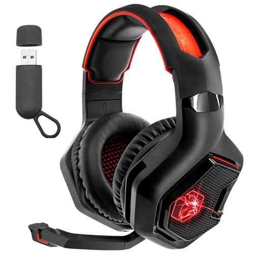EMPIRE GAMING – WarCry P-W1 Gaming Headset mit Mikro - PC/PS4/PS5/Xbox/Switch/Mac-2.4 GHz Wireless – Surround Sound Stereo - LED Rot von EMPIRE GAMING