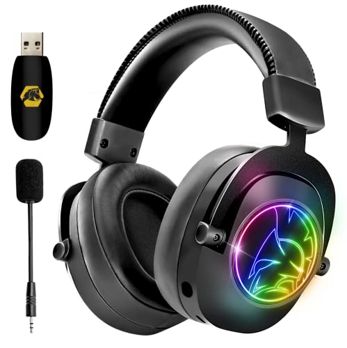 EMPIRE GAMING – WarCry P-W2 Wireless WiFi 2.4GHz Gaming-Headset RGB mit Abnehmbarer Mikrofon -PS5 / PS4 / PC/Mac/Switch – Surround-Stereo-Sound – Omnidirektionale Geräuschunterdrückung von EMPIRE GAMING