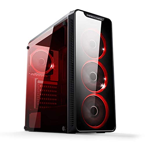 EMPIRE GAMING Warmachine - Gamer-PC-Gehäuse – Mittelgroßer Gehäuseturm ATX - 4 geräuschlose Lüfter - LED-RGB-Dual-Ring: Rückbeleuchtung mit 11 Modi - Front und Seite aus vorgespanntem Glas von EMPIRE GAMING