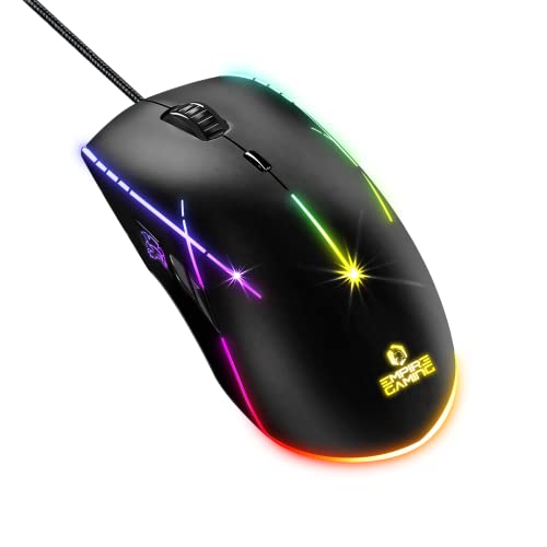 EMPIRE GAMING - X-Blades Gamer-Maus kabelgebunden - beidhändig - LED-RGB-hintergrundbeleuchtet - ergonomisch - 6400 DPI 1000 Hz – 7 programmierbare Tasten - einschließlich Software von EMPIRE GAMING