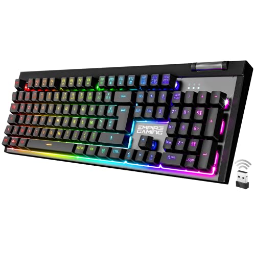 Empire Gaming - Clavier Gaming RF-K308 Sans Fil AZERTY (Layout Français) - Wireless Keyboard 2.4 GHz RGB - PC PS4 PS5 Xbox One/Series - Molette de Volume - 12 Touches Multimédia von EMPIRE GAMING