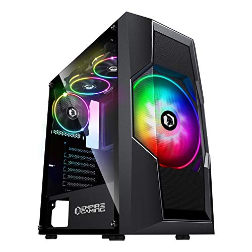 Empire Gaming - PC-Gamer-Gehäuse Onyx - ARGB Mittlerer Turm ATX, mATX, ITX - 4 adressierbare RGB-LED-Lüfter (1x200mm und 3x120mm) - Hartglas-Seitenwand von EMPIRE GAMING