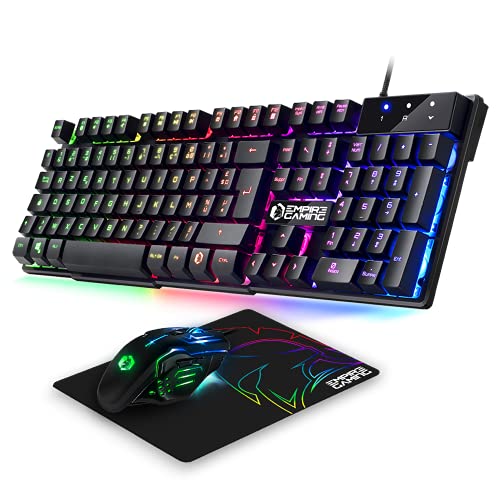 Empire Gaming - Pack 3 en 1 MK800 - Clavier Gaming AZERTY (Layout Français) RGB 105 Touches 19 Touches Anti-Ghosting - Souris Gamer RGB 2400 DPI - Tapis de Souris - PC PS4 PS5 Xbox One/Series Mac von EMPIRE GAMING