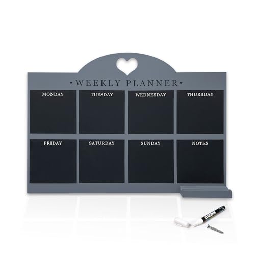 Empire Weekly Planner and Menu Board for Kitchen, Work Planner Blackboard, Wall Mounted Daily Planner with Pen, to Do List, Dry Erase Meal Planner with White Cloth for Office & Home (Standard, Blue) von EMPIRE TRADING & COMMERCE