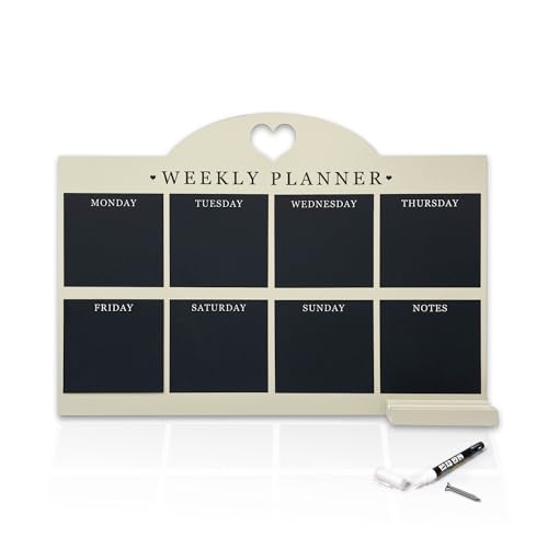 Empire Weekly Planner and Menu Board for Kitchen, Work Planner Blackboard, Wall Mounted Daily Planner with Pen, to Do List, Dry Erase Meal Planner with White Cloth for Office & Home (Standard, Cream) von EMPIRE TRADING & COMMERCE
