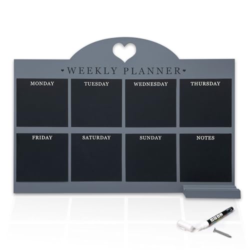 Empire Weekly Planner and Menu Board for Kitchen, Work Planner Blackboard, Wall Mounted Daily Planner with a Pen, To Do List, Dry Erase Meal Planner with White Cloth for Office & Home (Large, Blue) von EMPIRE TRADING & COMMERCE