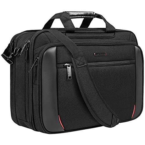 EMPSIGN Laptoptasche 17,3 Zoll Laptop Tasche Business Aktentasche Notebook Tasche Wasserabweisend Computer Tasche, Erweiterbare Schulter Tasche mit RFID Taschen für Arbeit, Schule - Schwarz von EMPSIGN