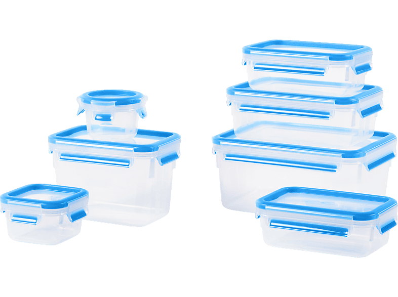 EMSA N10316 Clip & Close 7-tlg. Frischhaltedose Transparent/Blau von EMSA