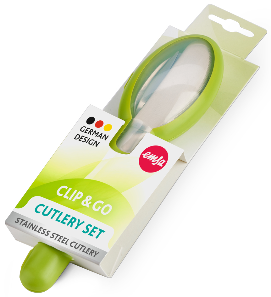 emsa Besteck-Set CLIP & GO, 3-teilig mit Etui, grün von EMSA