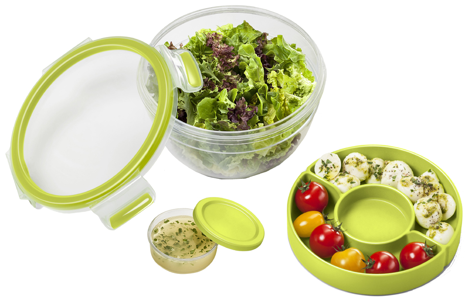 emsa Salatbox CLIP & GO, 1,0 Liter, transparent / grün von EMSA