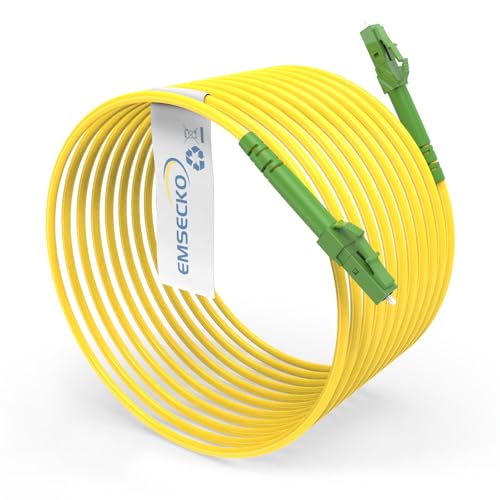 EMSECKO Glasfaser-Kabel LC/APC auf LC/APC OS2 Singlemode Simplex 9/125μm (15M) - Hochleistungsverbindung für zuverlässige Datenübertragung über 15 Meter von EMSECKO
