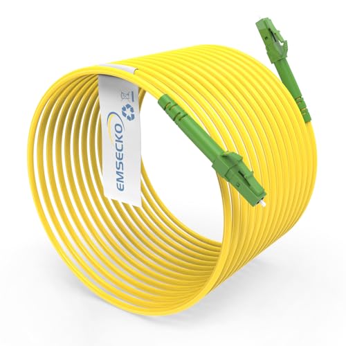EMSECKO Glasfaser-Kabel LC/APC auf LC/APC OS2 Singlemode Simplex 9/125μm (20M) - Hochleistungsverbindung für zuverlässige Datenübertragung über 20 Meter von EMSECKO