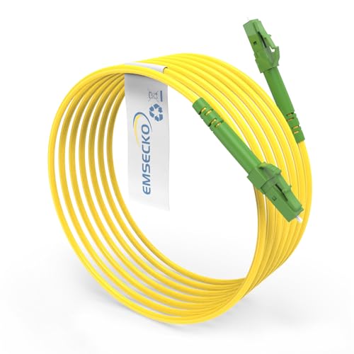 EMSECKO Glasfaser-Kabel LC/APC auf LC/APC OS2 Singlemode Simplex 9/125μm Yellow LSZH 3.0mm FTTH Cable (7M) von EMSECKO