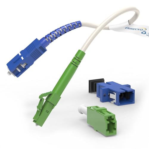 EMSECKO Glasfaserkabel LC/APC auf SC/UPC 22CM mit Lichtwellenleiteradapter, FTTH LWL Patchkabel,9/125μm Singlemode Simplex OS2 Kabel (LC/APC-SC/UPC) von EMSECKO
