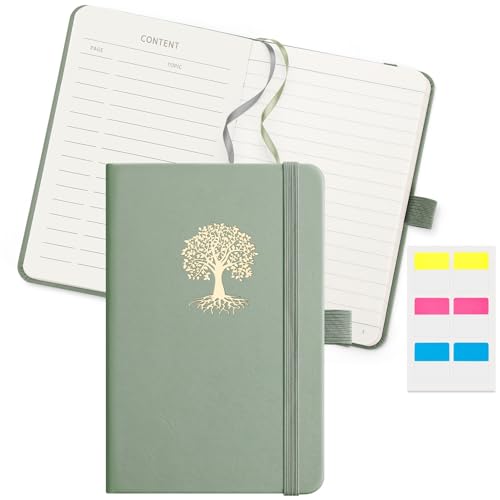 EMSHOI A6-Notizbuch für Damen und Herren, kleines Mini-Notizbuch, niedliches Taschenbuch, 100 g/m² Papier, 160 nummerierte Seiten, Notizbuch, Leder, Hardcover, liniertes Tagebuch für Arbeit Schreiben von EMSHOI