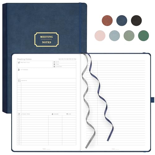 EMSHOI Meeting-Notizbuch, A4, Projekt-Organizer 240 Seiten, gebundener Notizblock mit Haftnotizen, 100 g/m² Papier, Stiftschlaufe, Innentasche, Leder-Tagebuch für Damen, Herren, EMSHOI Meeting-Notizbuch, A4, Projekt-Organizer 240 Seiten, gebundener Notizblock mit Haftnotizen, 100 g/m² Papier, Stiftschlaufe, Innentasche, Leder-Tagebuch für Damen, Herren, von EMSHOI