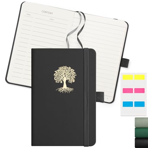 EMSHOI Notizbuch A6 liniert mit Innentasche, 80 Blatt/160 nummerierte Seiten, Hochwertiges 100g/m² Papier, Elegantes Journal für Schule & Beruf, 14.5 x 9.5cm - Schwarz von EMSHOI