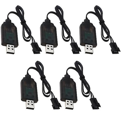 5 Stück USB-Ladekabel, 7,4 V, 1000 mA, USB-Ausgang, Ladegerät, RC-Anschluss, SM-4P, Länge 53 cm, für Drohnen im Auto, RC FPV, Quadrocopter von EMSea