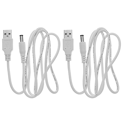 EMSea 2 Stück USB-Ladekabel USB 2.0 A Typ Stecker auf 5,5x2,5mm DC 5 V Netzstecker Hohlstecker Ladekabel für Router USB Lichter Lüfter Uhren von EMSea