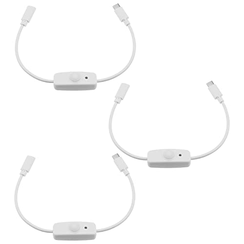 EMSea 3 Stück Typ-C Stecker auf Buchse Netzteil Kabel mit EIN/Aus-Schalter USB Verlängerungskabel für Telefone Tablet Kleine Schreibtischlampe/Lüfter 28cm Weiß von EMSea