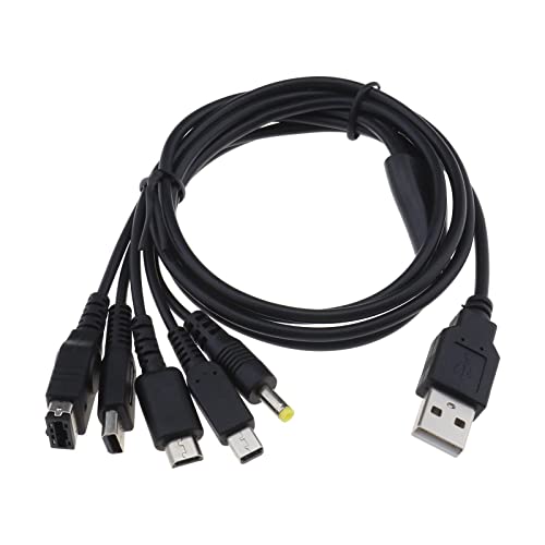 EMSea 5 In 1 USB Ladekabel 1,5 Meter Kompatibel mit Gameboy Advance SP (GBA SP)/DS Lite/NDS/W-i-i U/New 3DS XL/New 3DS/3DS XL/3DS/2DS/Dsi XL/PSP 1000 2000 3000 von EMSea