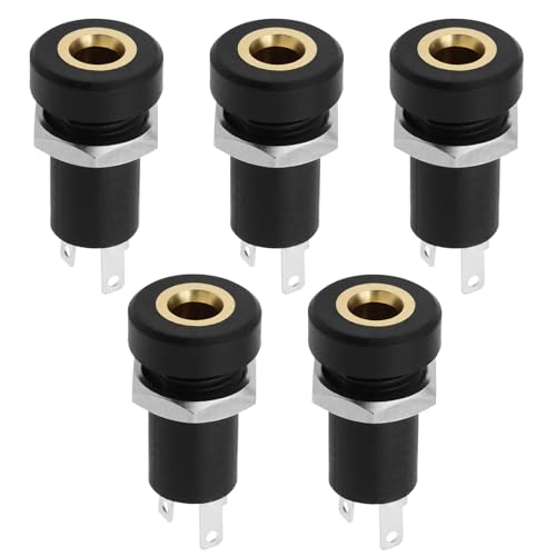 EMSea 5 STÜCKE 3,5mm Audio Jack Buchse 3 Pol Stereo Buchse Stecker Kopfhörer Jack Stecker Stereo Löten Panel Schwarz mit Mutter von EMSea